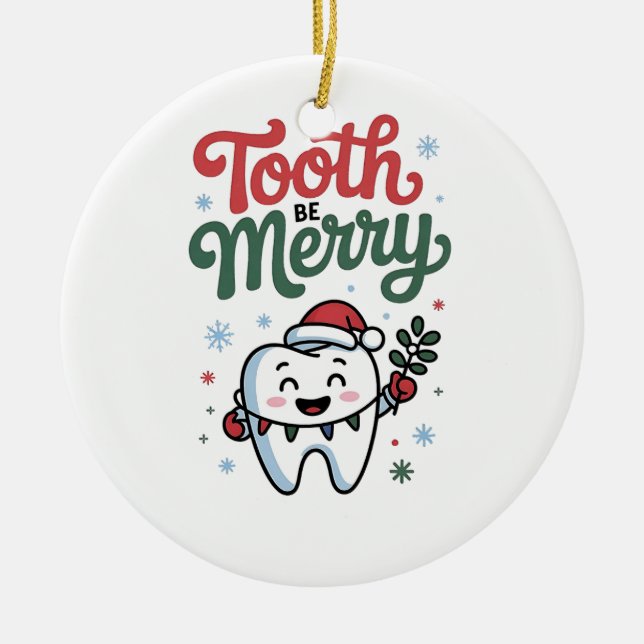 Adorno De Cerámica Diente Be Merry Dental Dentist Navidades Xmas (Frente)