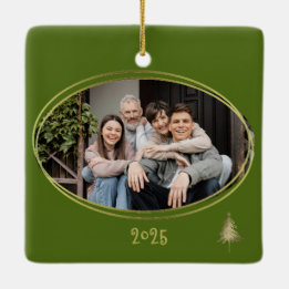 Adorno De Cerámica Dill Green Pink & Gold Christmas Trees