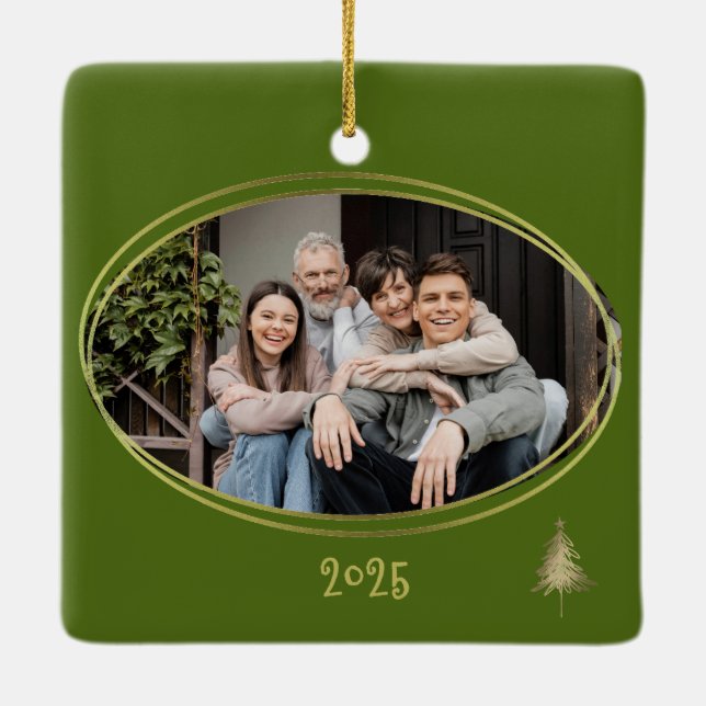 Adorno De Cerámica Dill Green Pink & Gold Christmas Trees  (Reverso)