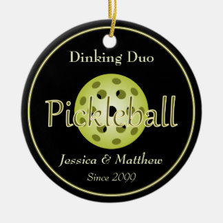 Adorno De Cerámica Dinking Duo Pareja Pickleball Ball