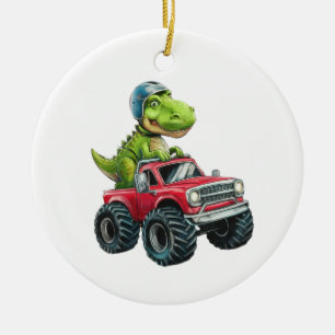 Adorno De Cerámica Dino Love Ride