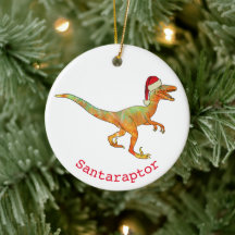 Dinosaur christmas santa raptor