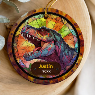 Adorno De Cerámica Dinosaur de vidrio falso teñido de colores lindos