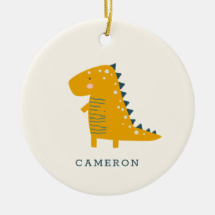 Adorno De Cerámica Dinosaurio bonito personalizado en amarillo 