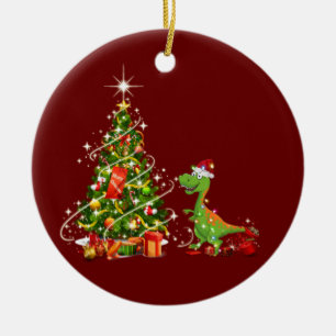 Adorno De Cerámica Dinosaurio con Navidades Gorras Scaft