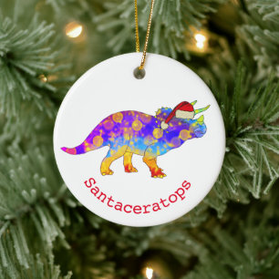 Adorno De Cerámica Dinosaurio de Navidad