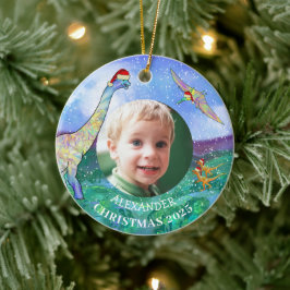 Adorno De Cerámica Dinosaurio de Navidad foto personalizada 2022