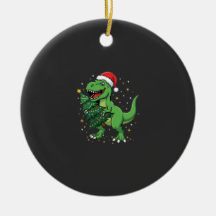 Adorno De Cerámica Dinosaurio de Navidad Santa T Rex