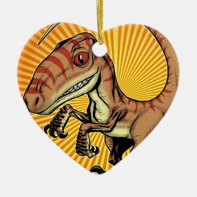 Adorno De Cerámica Dinosaurio del rapaz del Velociraptor de Marco D (Frente)