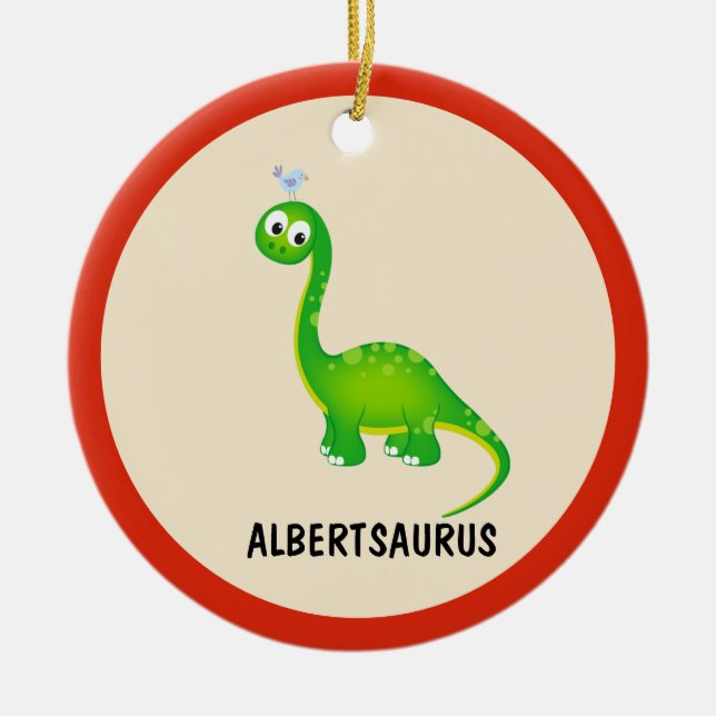 Adorno De Cerámica Dinosaurio personalizado con nombre de niño (Frente)