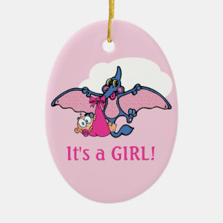 Adorno De Cerámica Dinosaurio pterodáctilo es un Baby Shower Chica