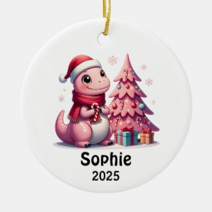 Adorno De Cerámica Dinosaurio rosa Navidad para niños, Dinosaurio per
