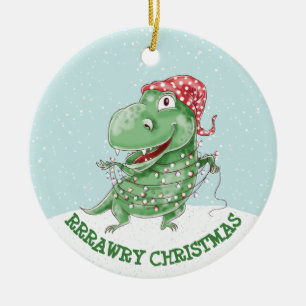 Adorno De Cerámica Dinosaurio Tonto Personalizado de Navidad