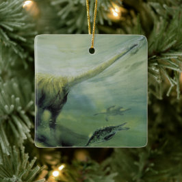 Adorno De Cerámica Dinosaurios de época, Brachiosaurus nadando en el