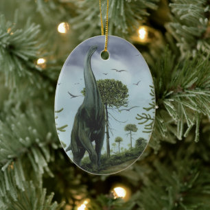 Adorno De Cerámica Dinosaurios de época, Sauroposidon con pájaros vol