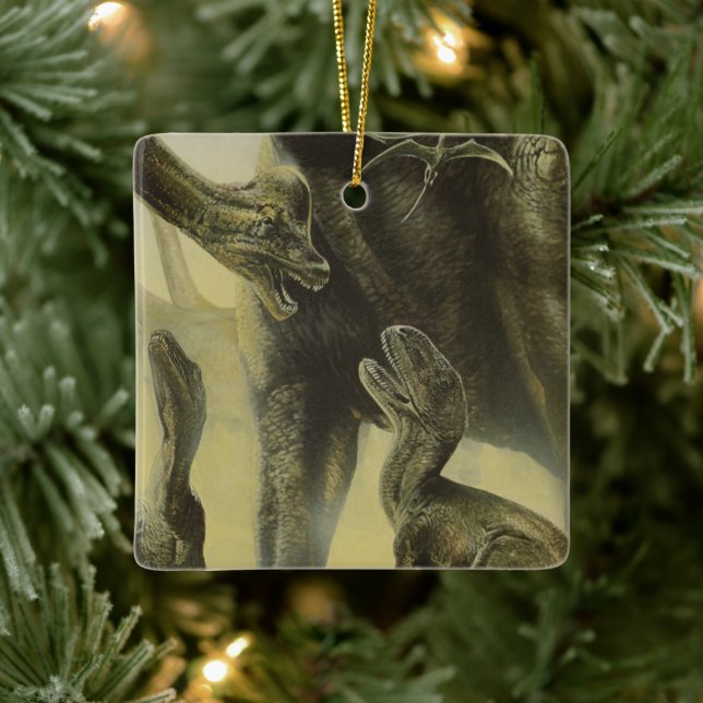 Adorno De Cerámica Dinosaurios de época, torvosauro y brachiosaurio (Árbol)