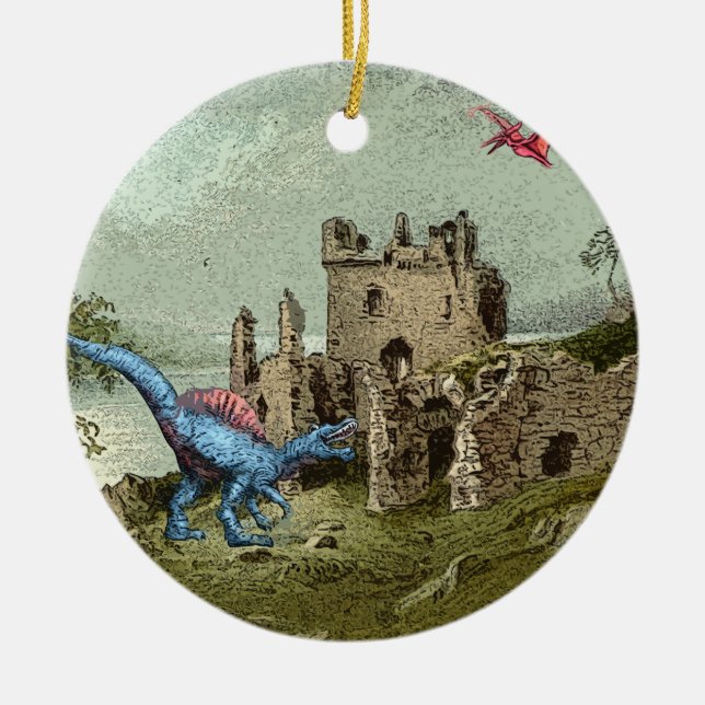 Adorno De Cerámica Dinosaurios De Escocia 1895 (Frente)