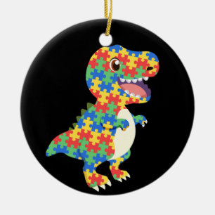 Adorno De Cerámica Dinosaurios de sensibilización sobre el autismo