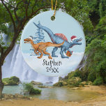 Adorno De Cerámica Dinosaurios Navidades Raptor Nombre acuarela<br><div class="desc">Este diseño puede ser personalizado en el área proporcionada cambiando la foto y/o el texto. O puede personalizarse haciendo clic en Personalizar esta plantilla y, a continuación, eligiendo la opción de hacer clic en el personalizar y eliminando o cambiando el color del fondo, agregando texto, cambiando el color o estilo...</div>
