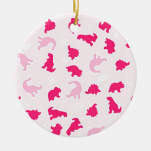 Adorno De Cerámica Dinosaurios rosados lindos