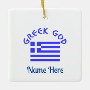 Adorno De Cerámica Dios Griego Bandera de Grecia Personalizada 