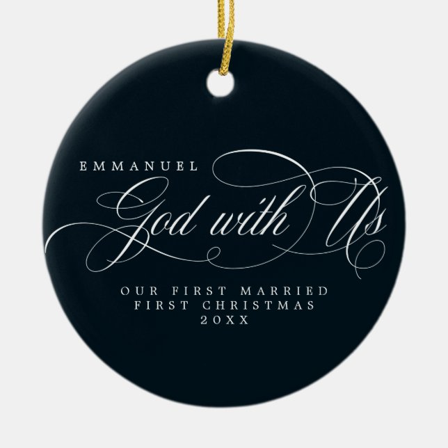 Adorno De Cerámica Dios religioso con nosotros foto primero Navidades (Frente)