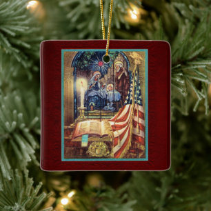 Adorno De Cerámica Dios y Patria Navidad Patriótica