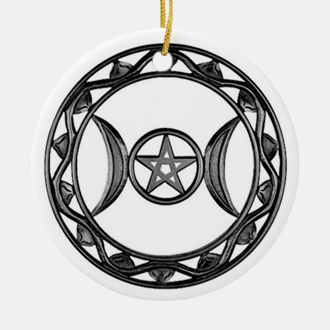 Adorno De Cerámica Diosa triple con Pentagram (Frente)