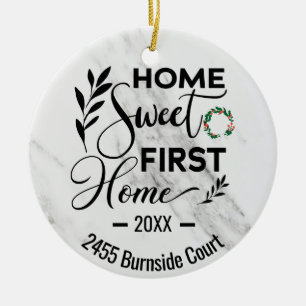 Adorno De Cerámica Dirección personalizada Home Sweet First Home 2022