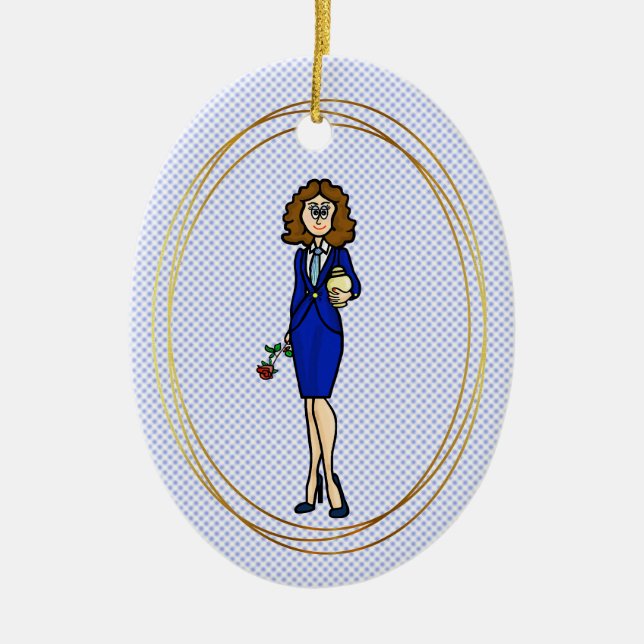 Adorno De Cerámica Directora Funeral Femenina Holn Ornament (Frente)