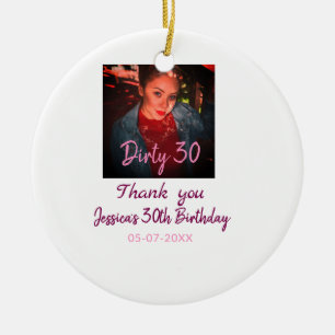 Adorno De Cerámica Dirty 30 Cumpleaños añadir nombre rosa añadir fech