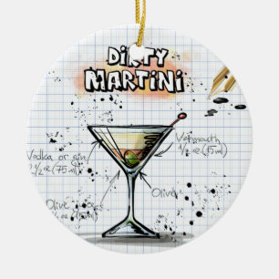 Adorno De Cerámica Dirty Martini Ornament Round