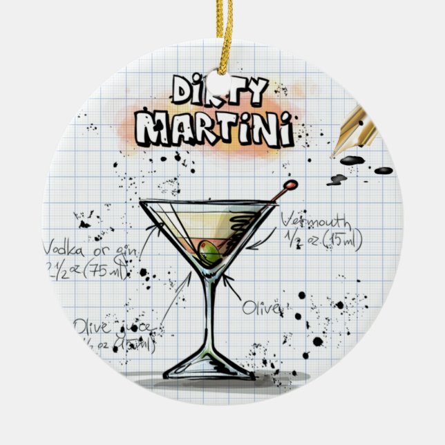 Adorno De Cerámica Dirty Martini Ornament Round (Frente)