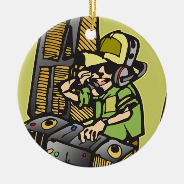 Adorno De Cerámica Disc jockey de DJ (Frente)
