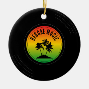 Adorno De Cerámica Disco de vinilo de música reggae Navidad