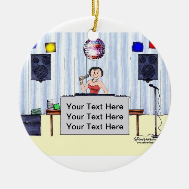 Adorno De Cerámica Disco Jockey/MC - Femenino (Frente)