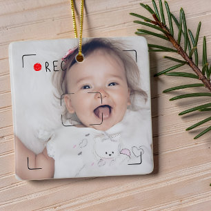 Adorno De Cerámica Disco Rojo Divertido Foto Personalizada