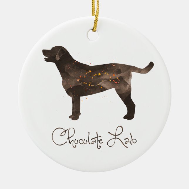 Adorno De Cerámica Diseño acuarela de Chocolate Lab (Frente)