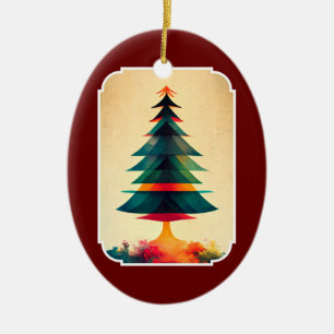 Adorno De Cerámica Diseño artístico geométrico de árbol navideño aleg