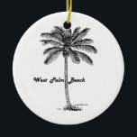 Adorno De Cerámica Diseño blanco y negro de West Palm Beach y de la<br><div class="desc">Diseño blanco y negro de West Palm Beach. Inspirado por la simplicidad,  blanco y negro,  el viaje y el verano. ¡Visite nuestra tienda para encontrar más diseños de la palma y de la ciudad!</div>
