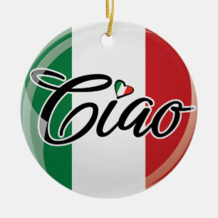 Adorno De Cerámica Diseño cardíaco de la bandera italiana de Ciao