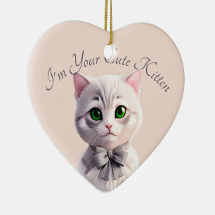 Adorno De Cerámica Diseño con un lindo gatito gris