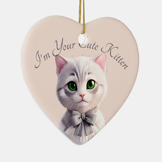 Adorno De Cerámica Diseño con un lindo gatito gris (Derecha)