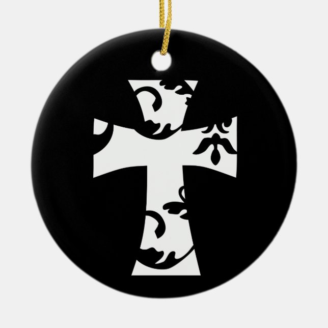 Adorno De Cerámica DISEÑO CRUZADO FLORAL DE moda | (Frente)