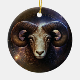 Adorno De Cerámica Diseño de Acuarela del Signo Zodiacal Aries