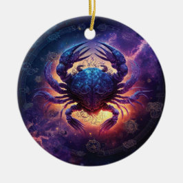 Adorno De Cerámica Diseño de Acuarela del Signo Zodiacal Cáncer