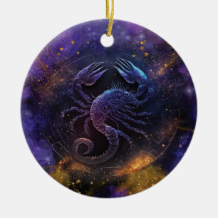 Adorno De Cerámica Diseño de Acuarela del Signo Zodiacal Escorpio