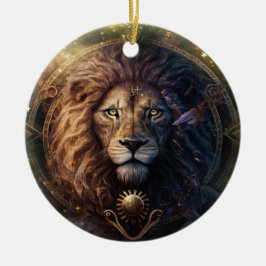 Adorno De Cerámica Diseño de Acuarela del Signo Zodiacal Leo