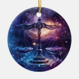 Adorno De Cerámica Diseño de Acuarela del Signo Zodiacal Libra