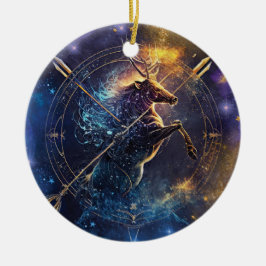 Adorno De Cerámica Diseño de Acuarela del Signo Zodiacal Sagitario